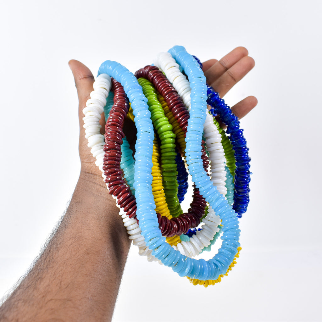 7 Strands Italian Glass Rings Mixed Trade Beads