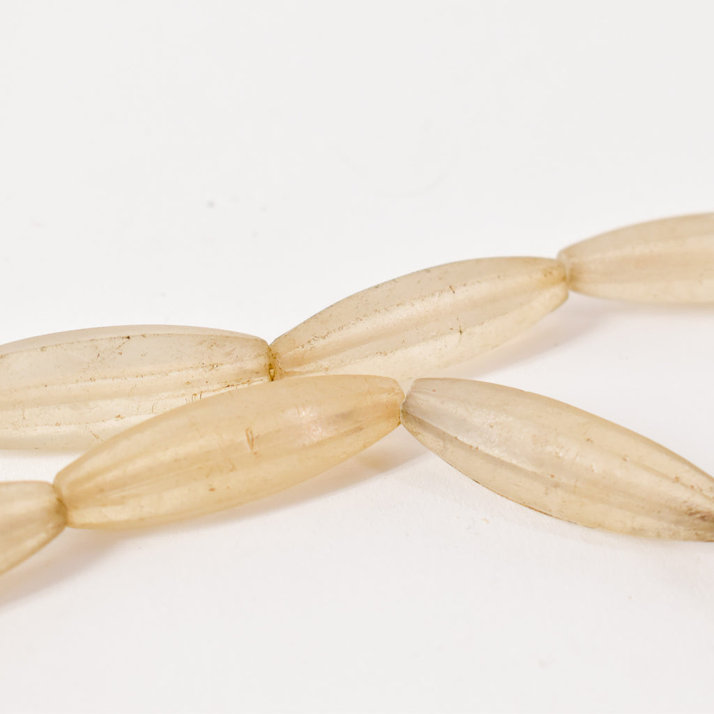 Translucent White Faceted Bohemian Trade Beads