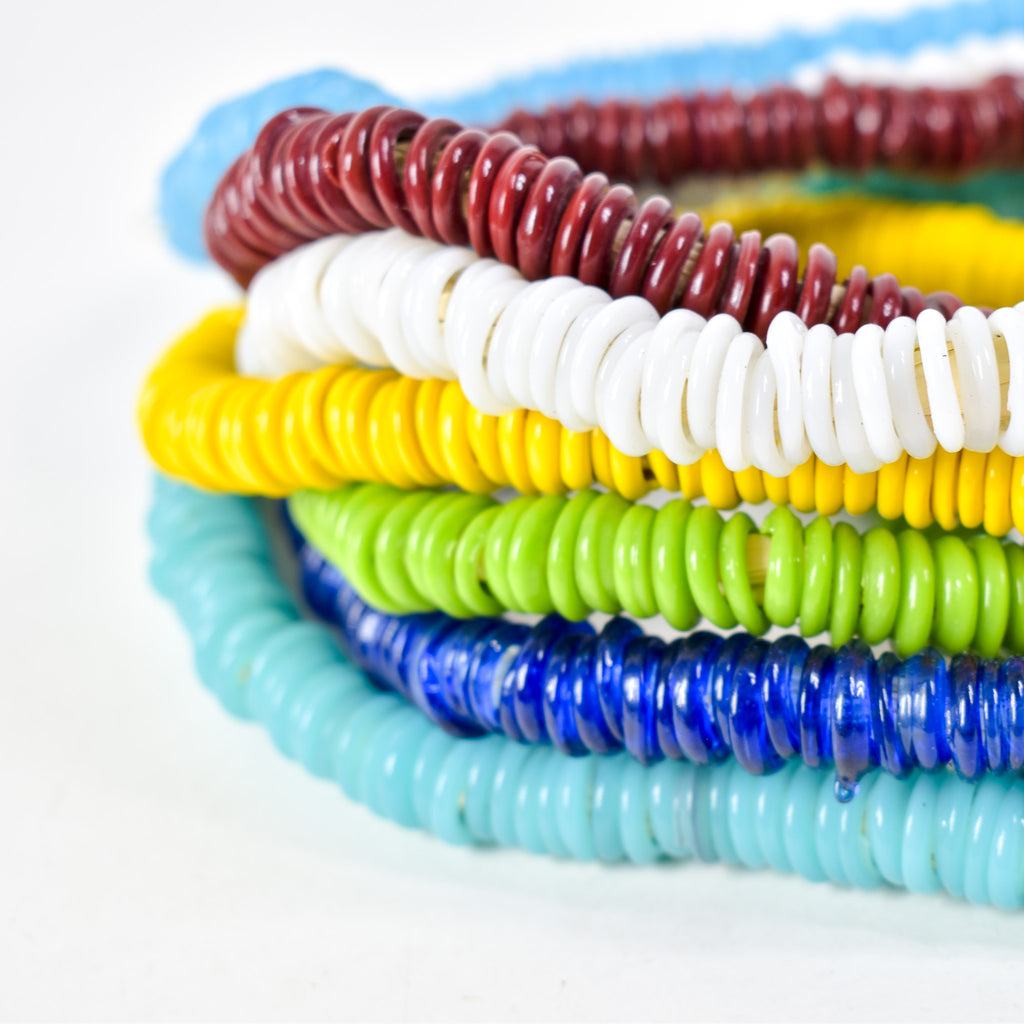 7 Strands Italian Glass Rings Mixed Trade Beads