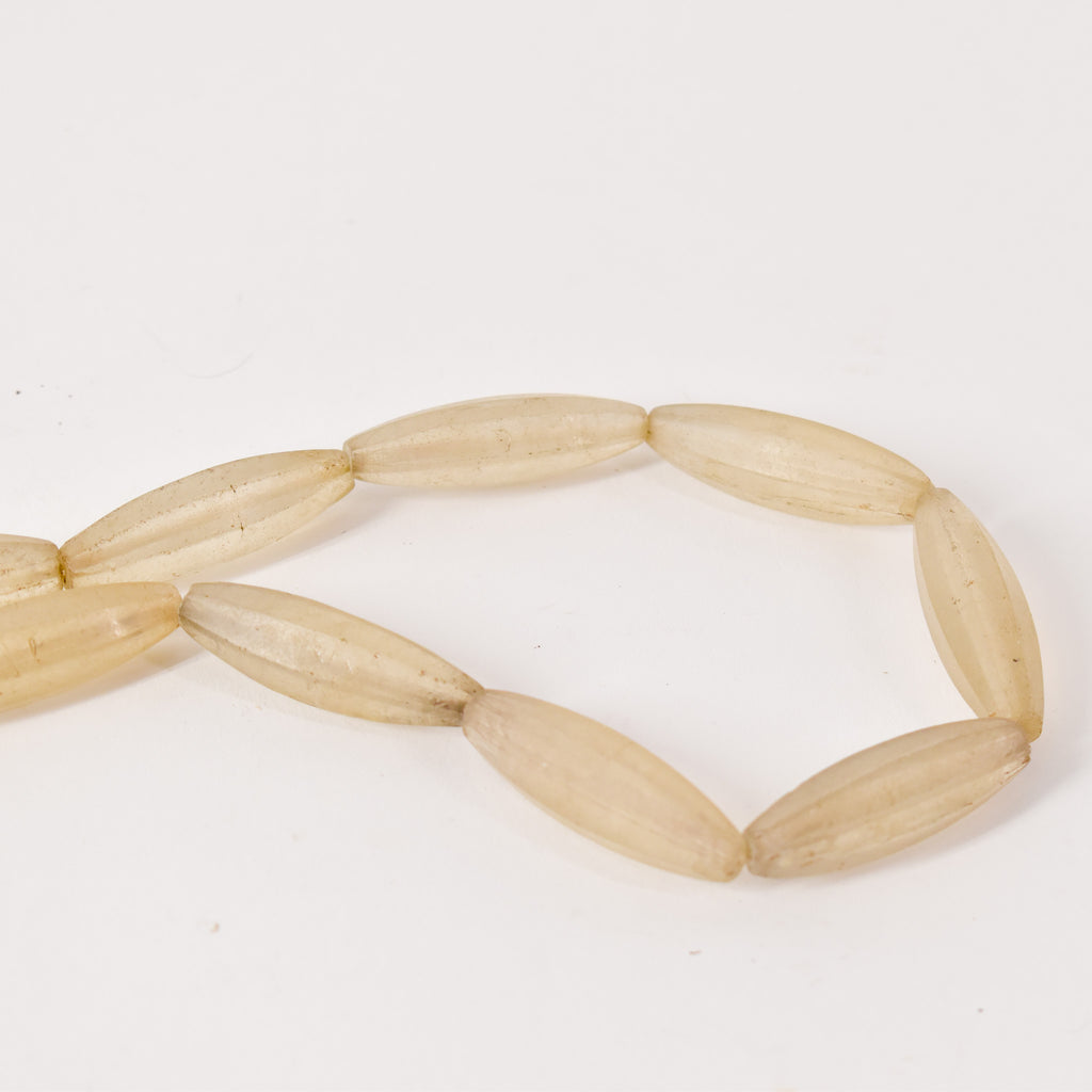 Translucent White Faceted Bohemian Trade Beads