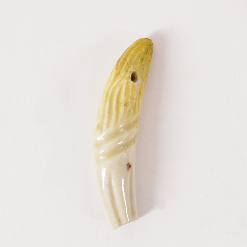 French Faux Lions Tooth Glass Pendant