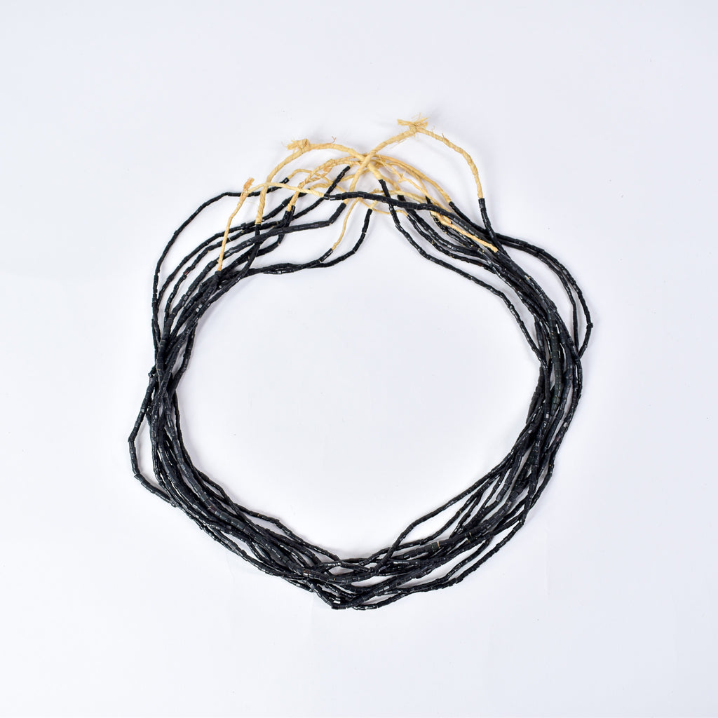 14 Strands Bohemian Irregular Shaped Black Trade Beads