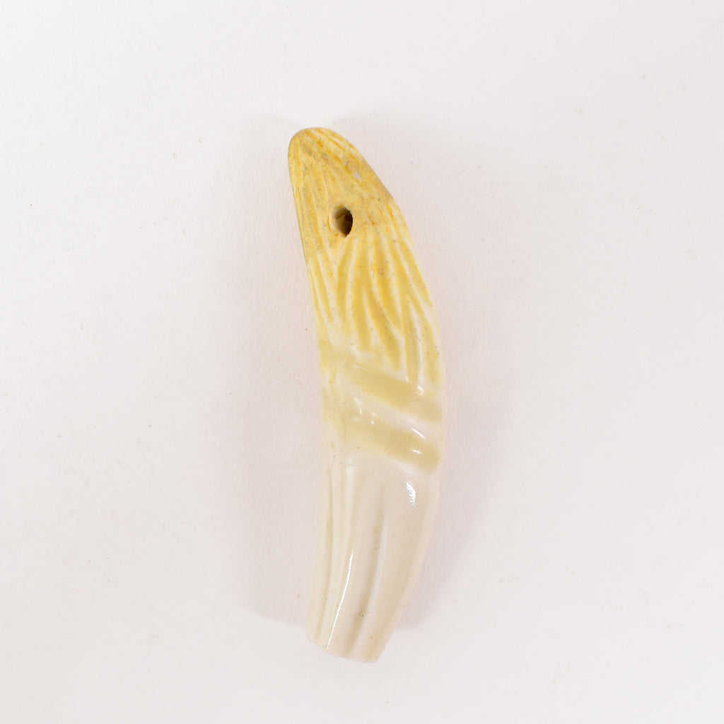 French Faux Lions Tooth Glass Pendant