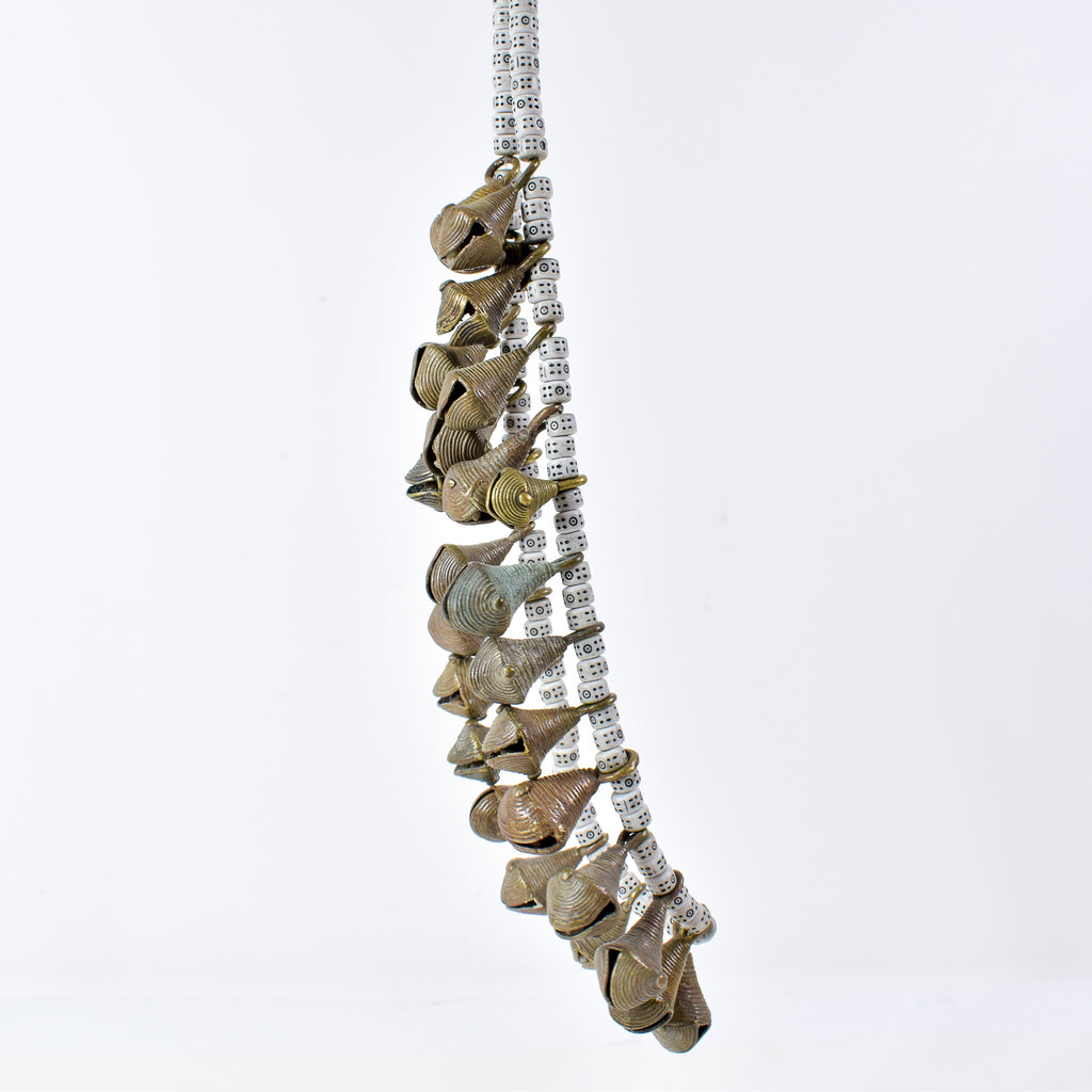 Yoruba Bells with White Beads 32 Inch