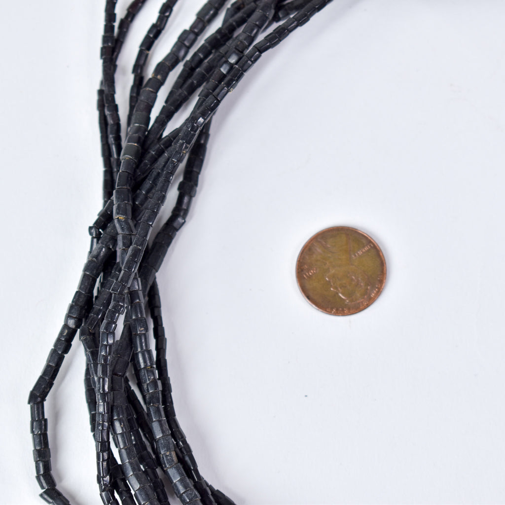 14 Strands Bohemian Irregular Shaped Black Trade Beads
