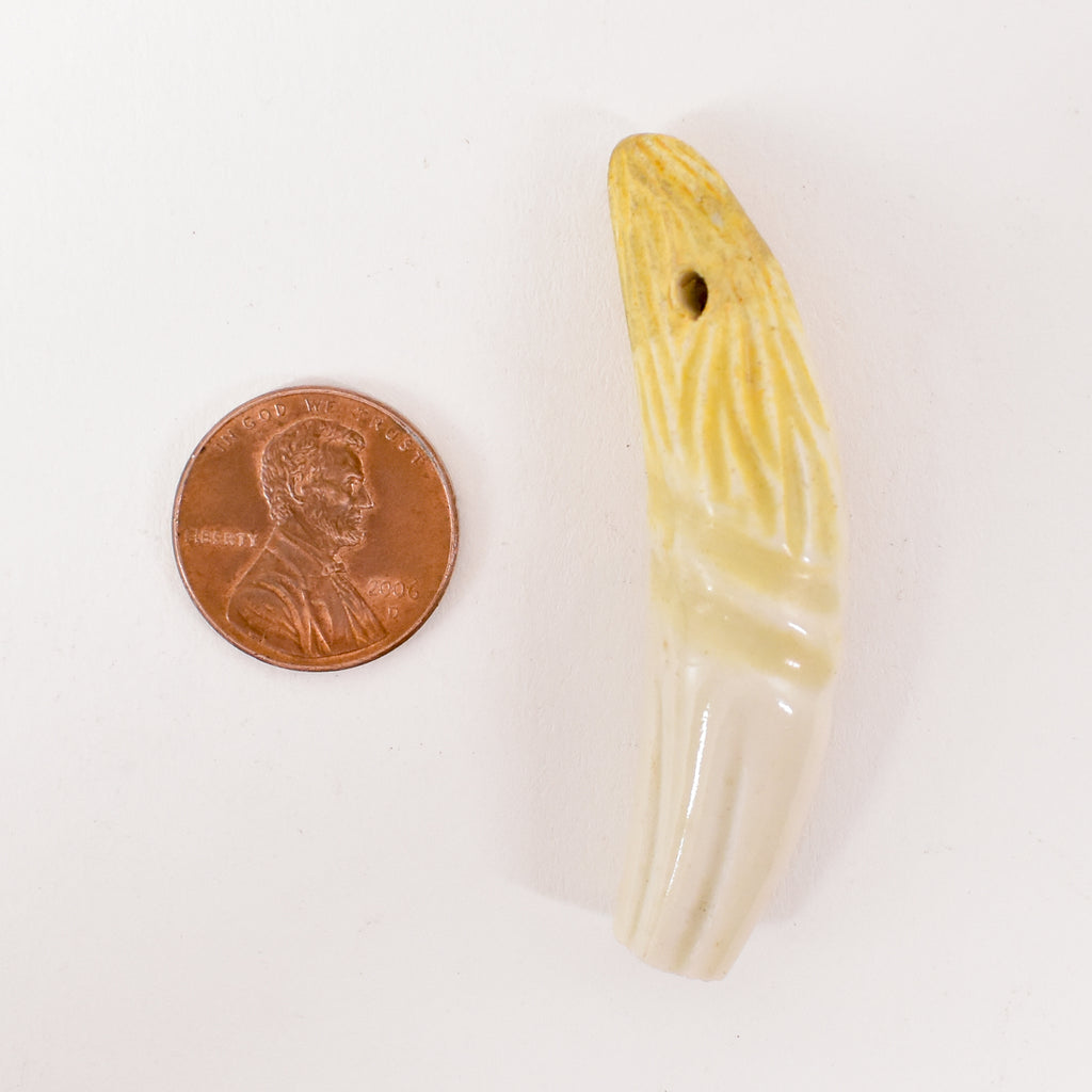 French Faux Lions Tooth Glass Pendant