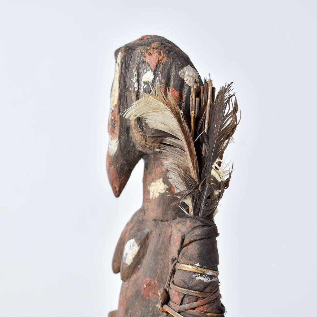 Senufo Painted Figure with Feathers Côte d'Ivoire