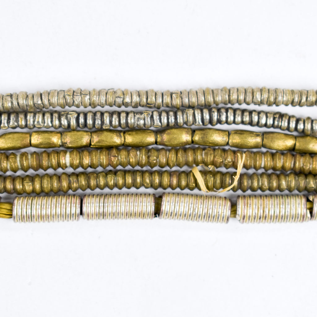 6 Strands Ethiopian Silver Colored Mixed Metal Bead Grab Bag