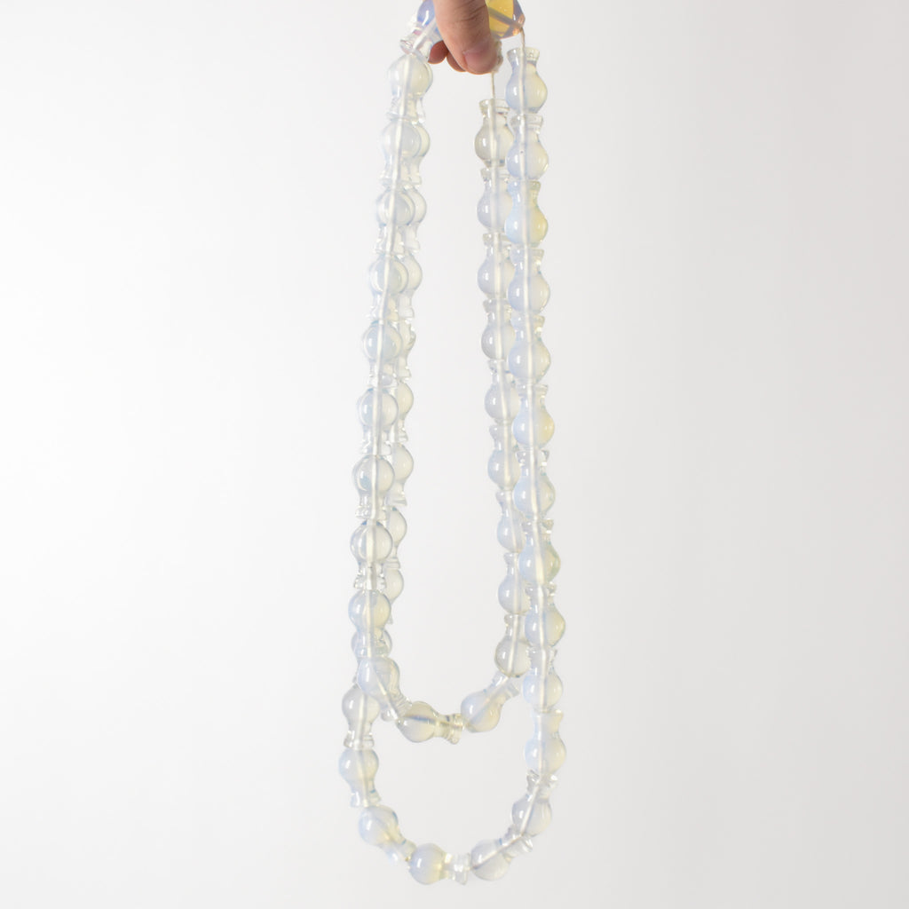 Opalescent Moon Beads Czech 50 Inch 