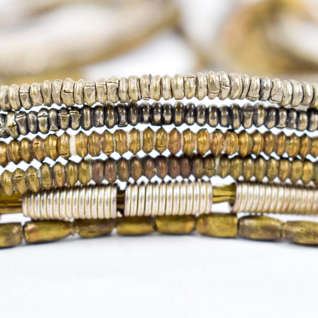 6 Strands Ethiopian Silver Colored Mixed Metal Bead Grab Bag
