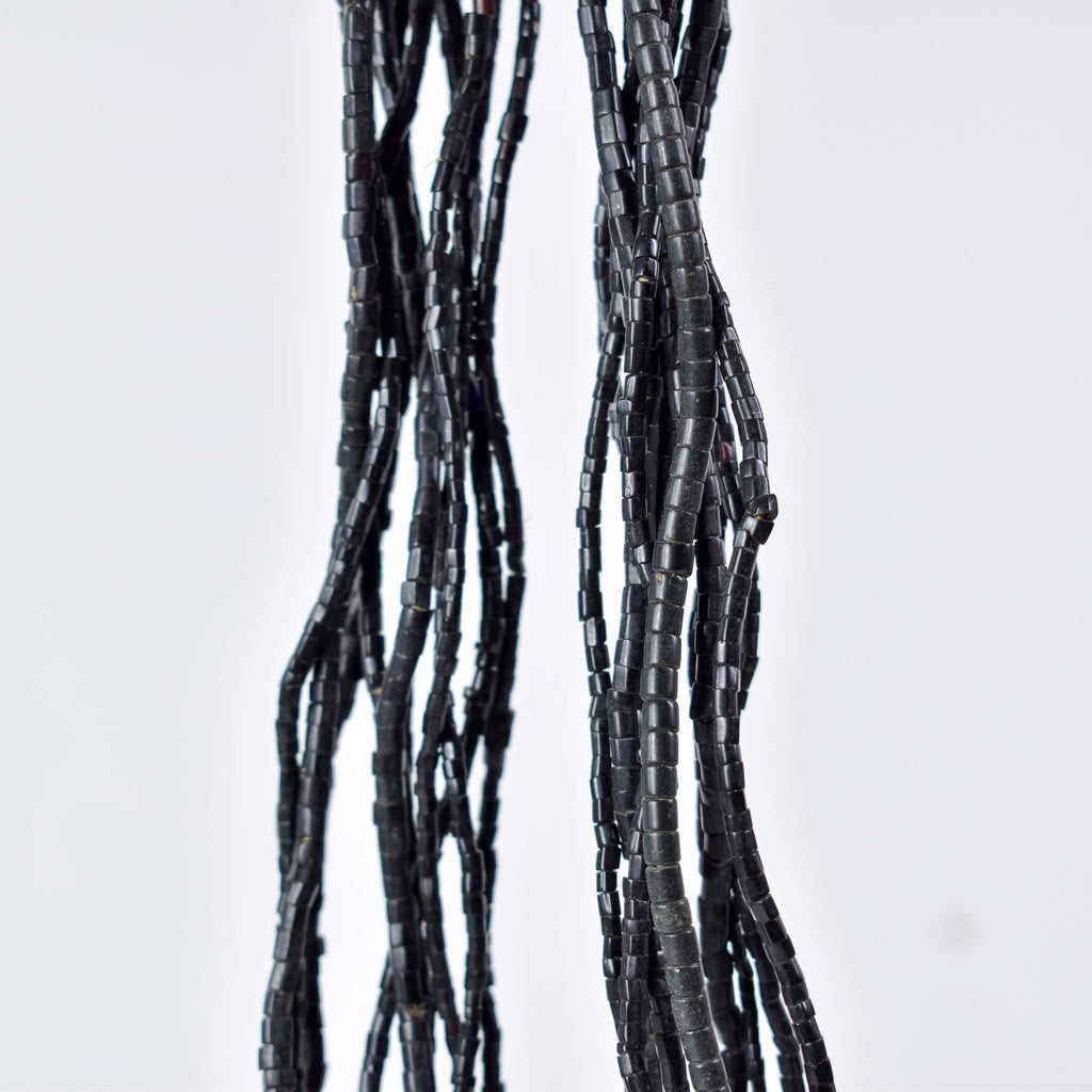 14 Strands Bohemian Irregular Shaped Black Trade Beads