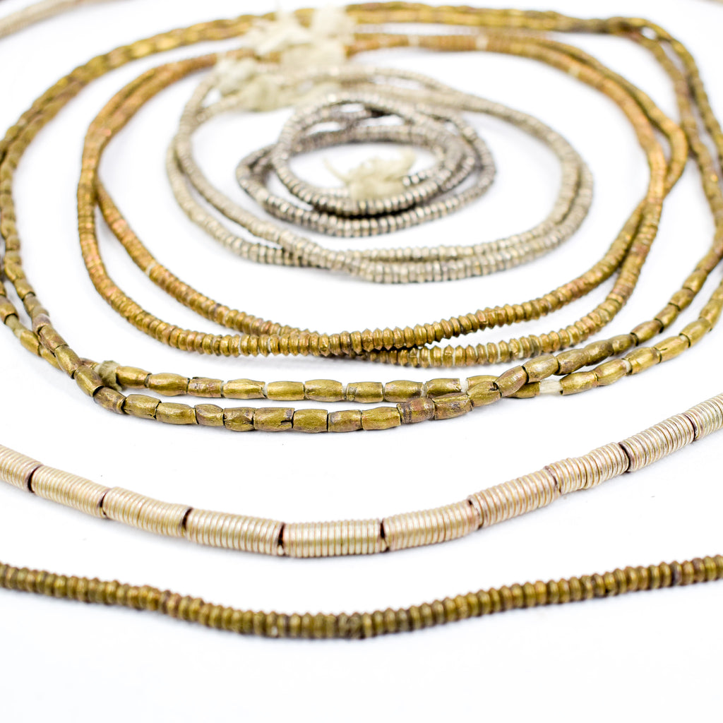 6 Strands Ethiopian Silver Colored Mixed Metal Bead Grab Bag