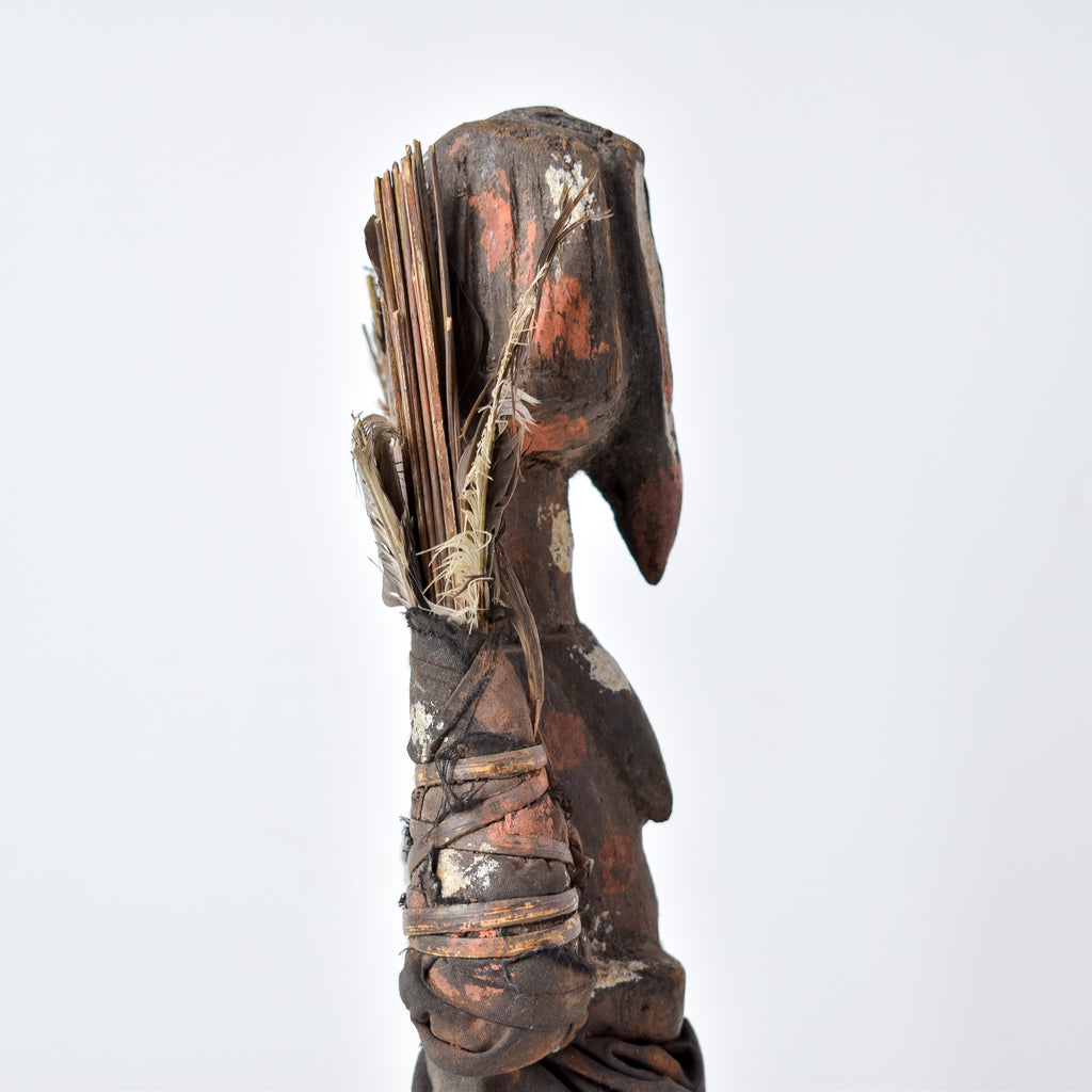 Senufo Painted Figure with Feathers Côte d'Ivoire