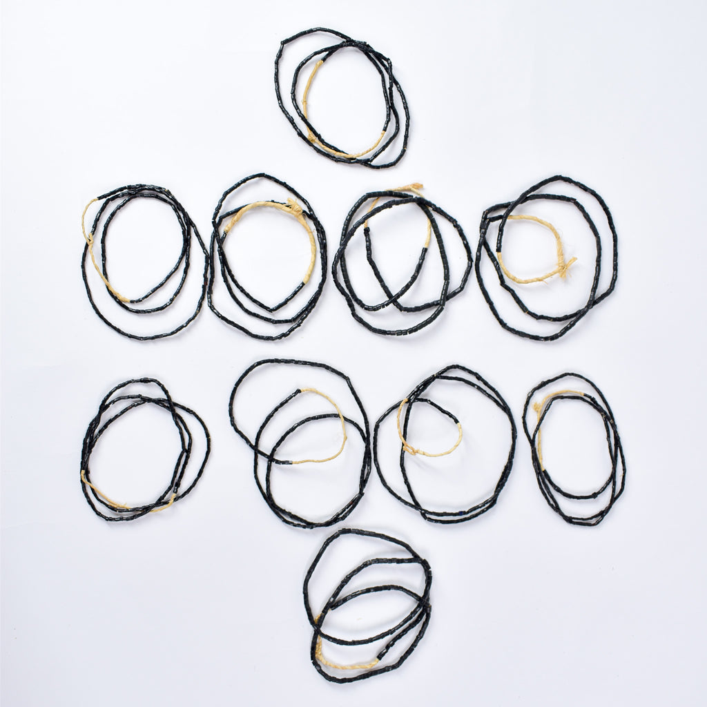 10 Strands Bohemian Irregular Shaped Black Trade Beads