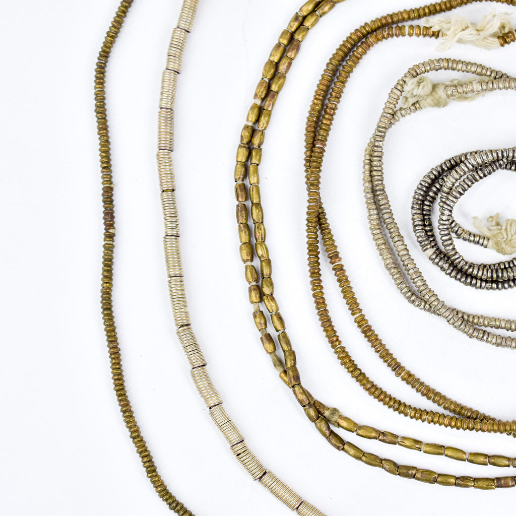 6 Strands Ethiopian Silver Colored Mixed Metal Bead Grab Bag