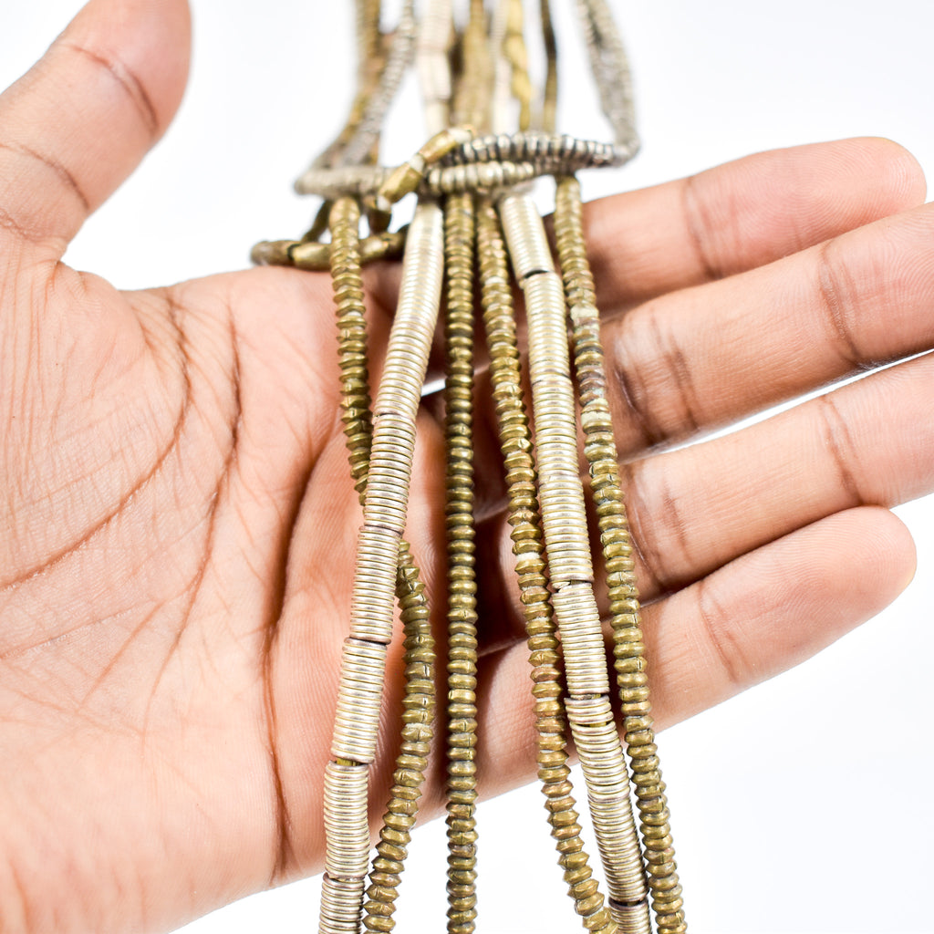 6 Strands Ethiopian Silver Colored Mixed Metal Bead Grab Bag