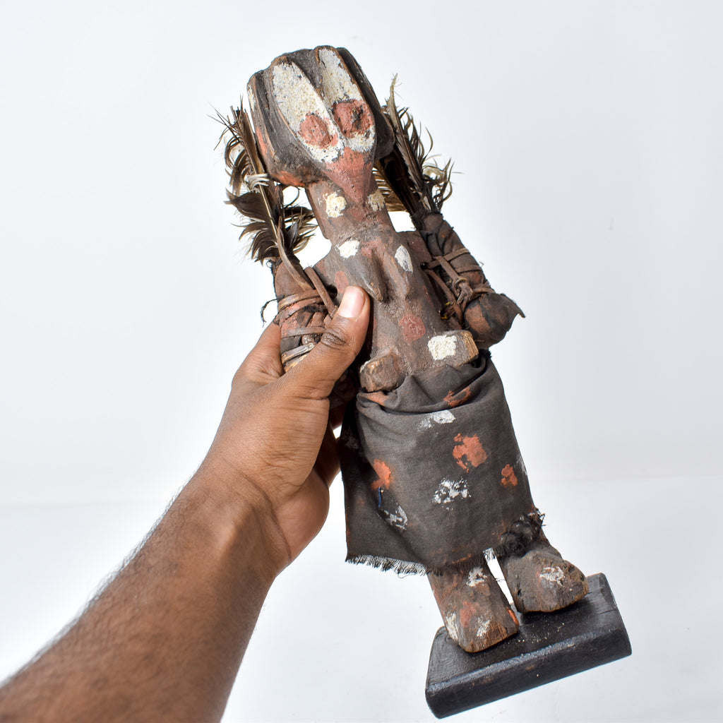 Senufo Painted Figure with Feathers Côte d'Ivoire