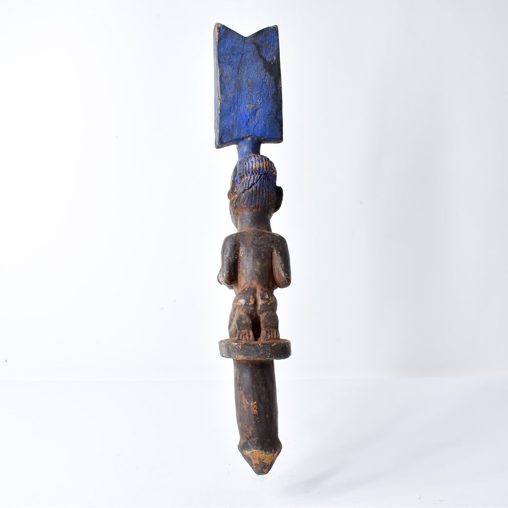 Yoruba Shango Figure Wand Kneeling Nigeria