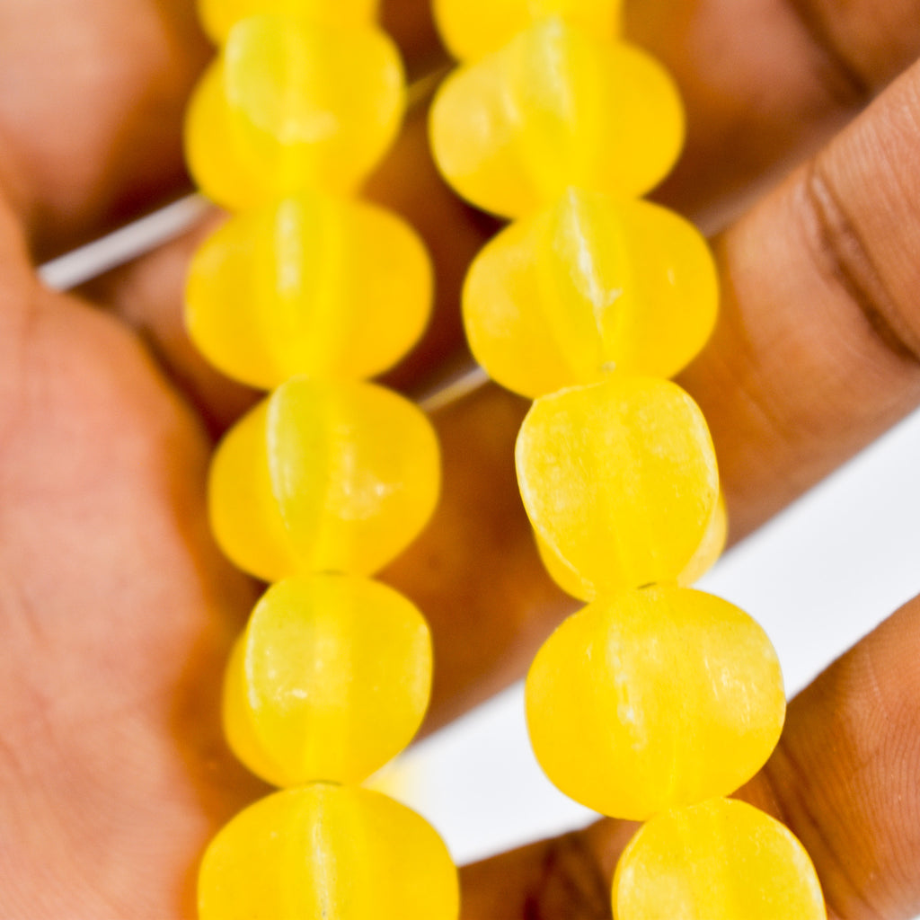 4 Strands Faceted Plastic Yellow Trade Beads 30 Inch
