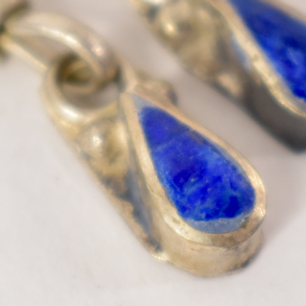 Lapis and Silver Earrings Afghanistan