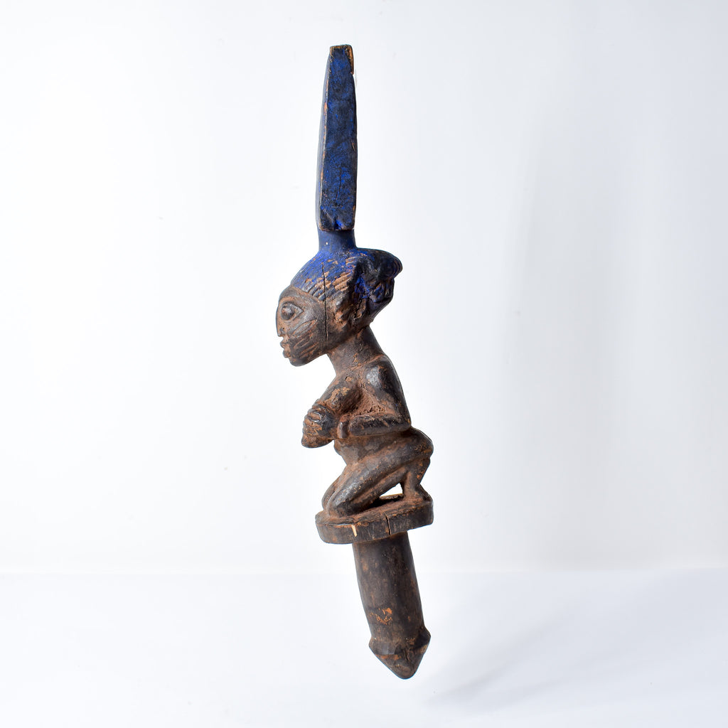 Yoruba Shango Figure Wand Kneeling Nigeria