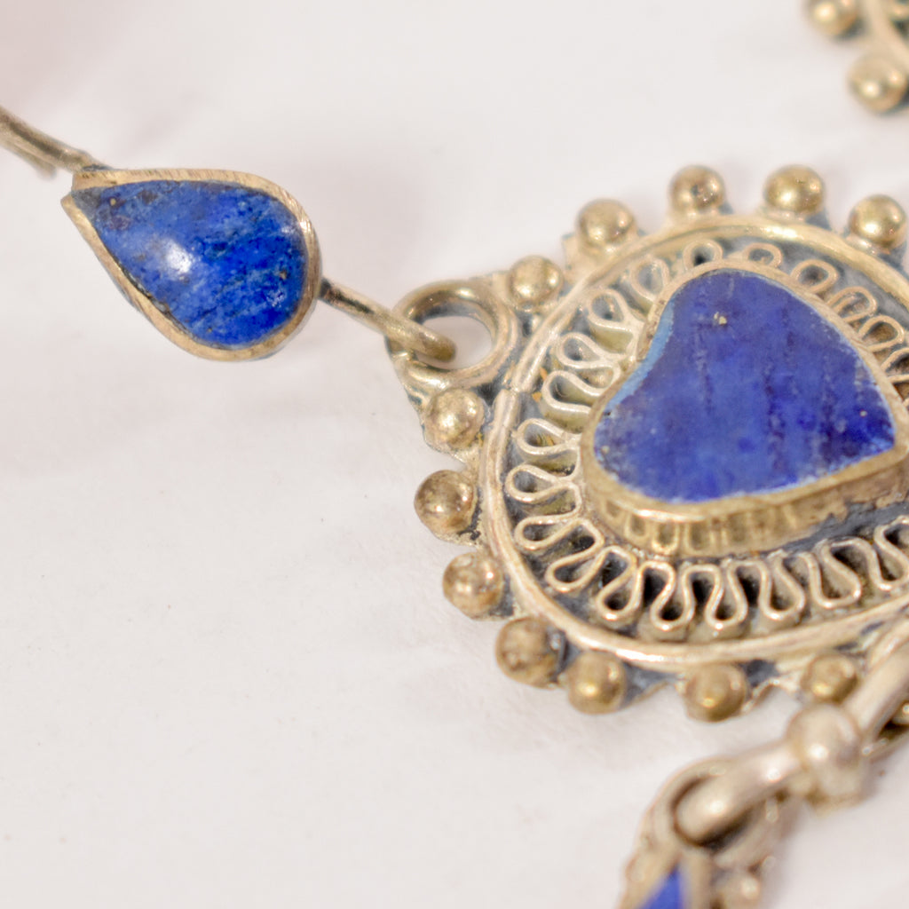 Lapis and Silver Earrings Afghanistan