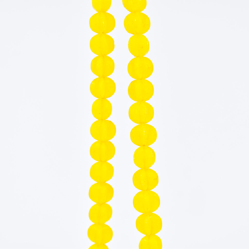 4 Strands Faceted Plastic Yellow Trade Beads 30 Inch