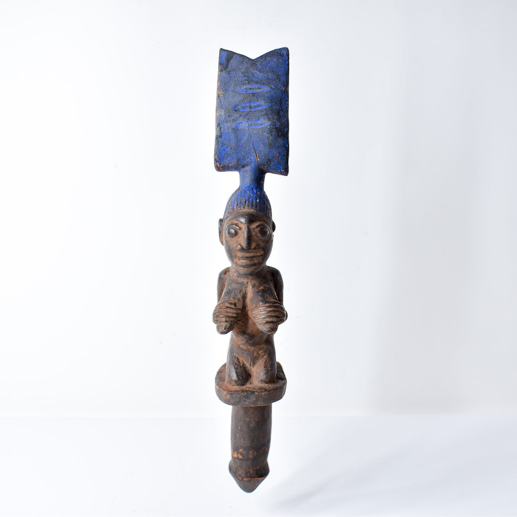 Yoruba Shango Figure Wand Kneeling Nigeria