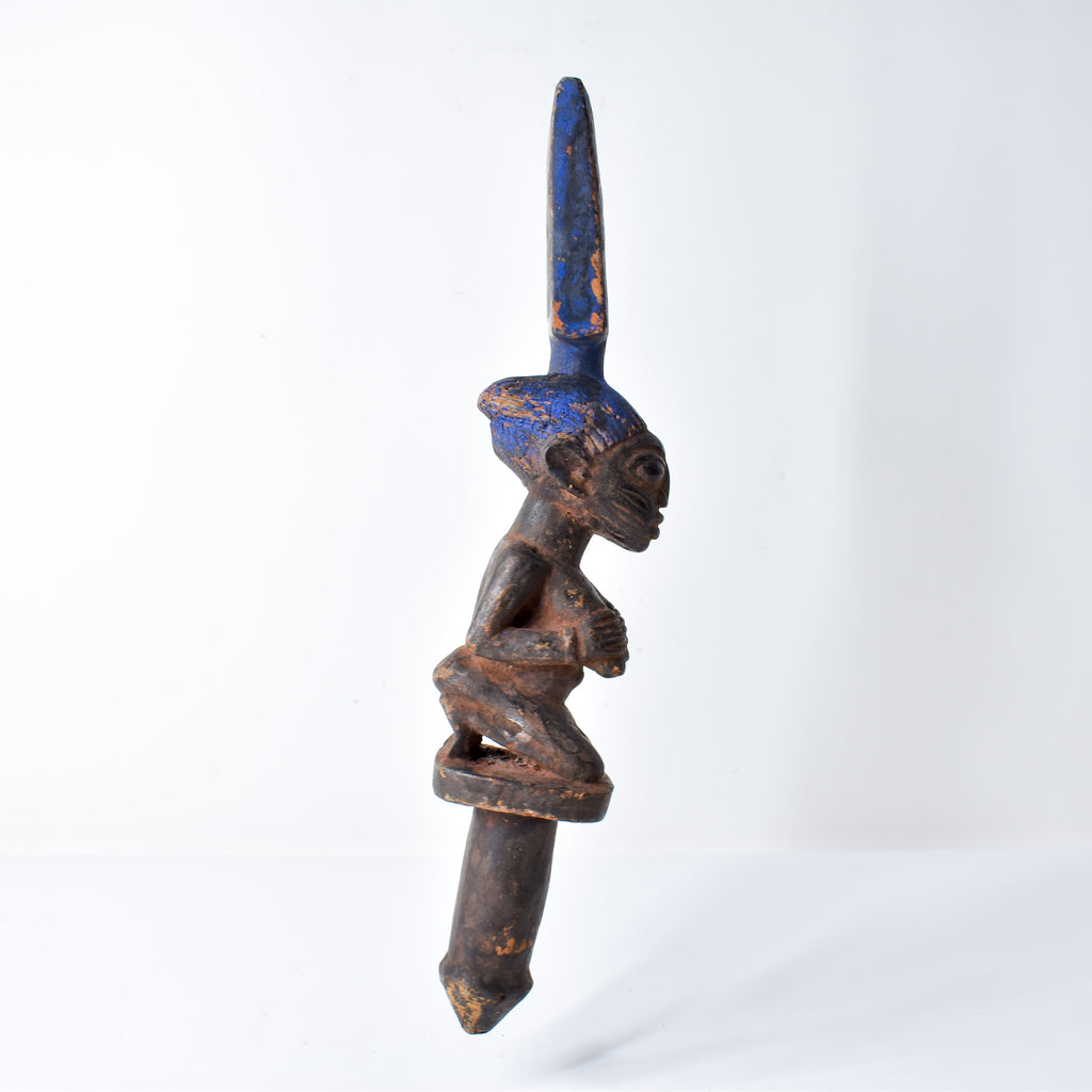 Yoruba Shango Figure Wand Kneeling Nigeria