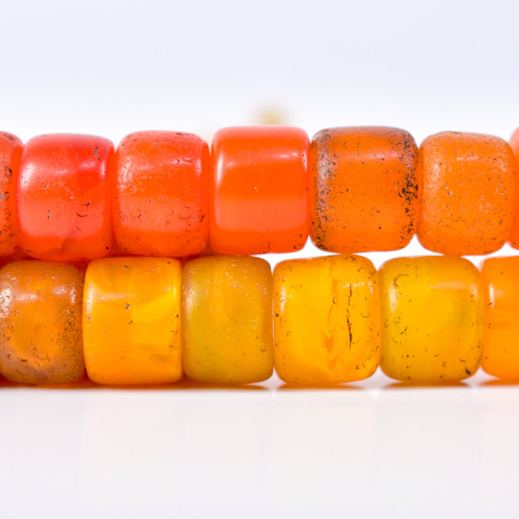 Old Bohemian Glass Orange Trade Beads