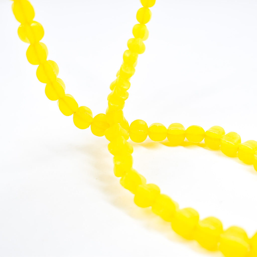 4 Strands Faceted Plastic Yellow Trade Beads 30 Inch