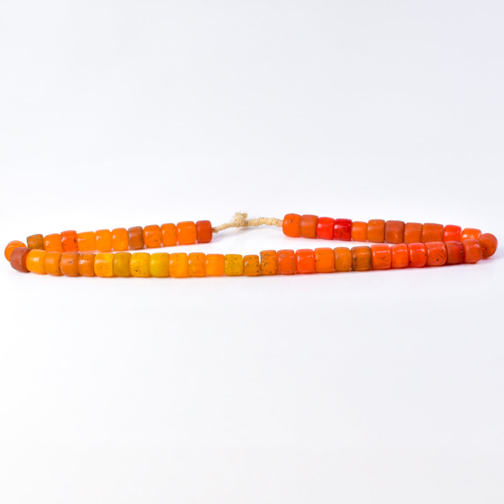 Old Bohemian Glass Orange Trade Beads