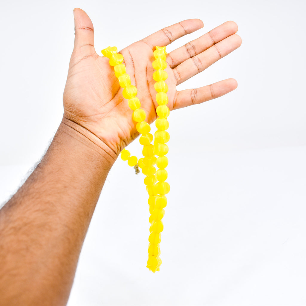 4 Strands Faceted Plastic Yellow Trade Beads 30 Inch