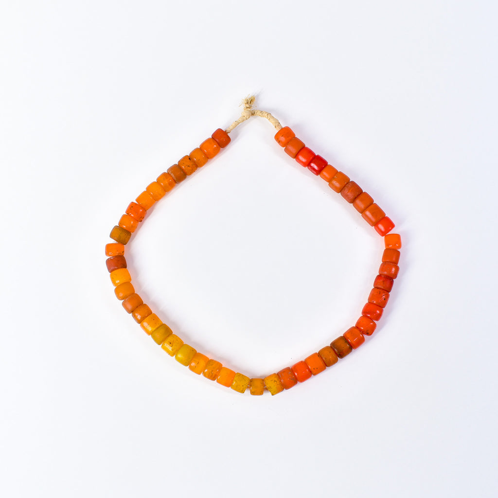 Old Bohemian Glass Orange Trade Beads