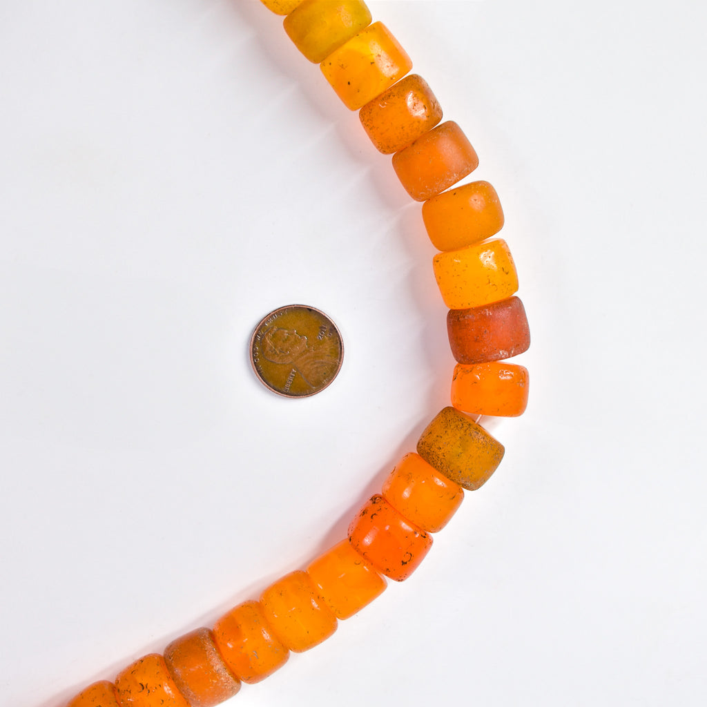 Old Bohemian Glass Orange Trade Beads