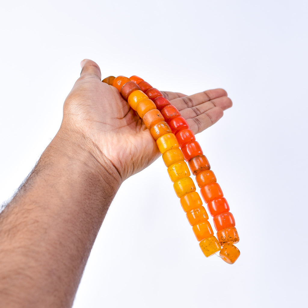 Old Bohemian Glass Orange Trade Beads