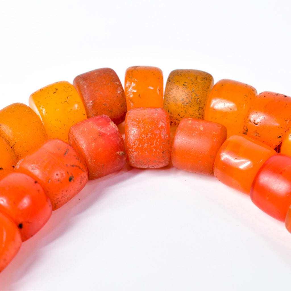 Old Bohemian Glass Orange Trade Beads