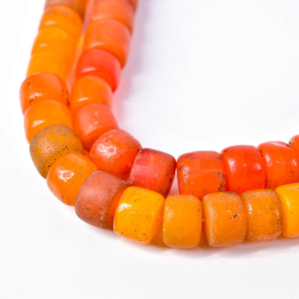Old Bohemian Glass Orange Trade Beads
