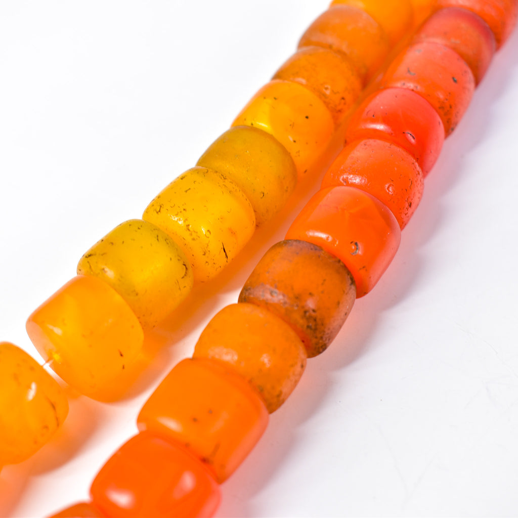 Old Bohemian Glass Orange Trade Beads