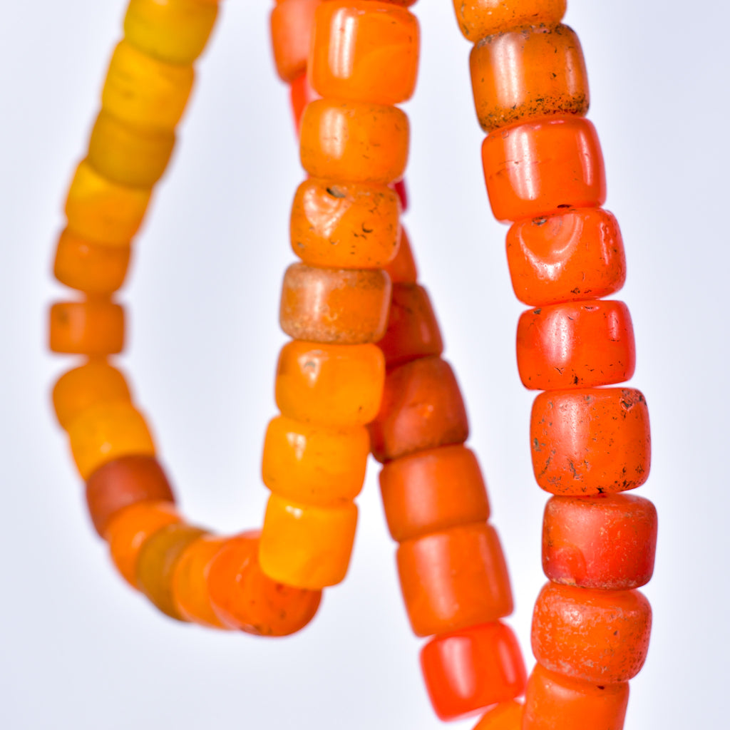Old Bohemian Glass Orange Trade Beads