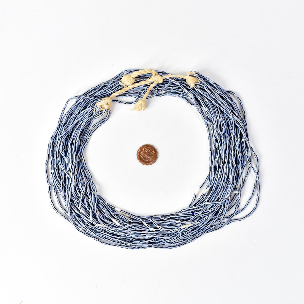 Baule Tamba Blue Black Cylinder Bead Necklace