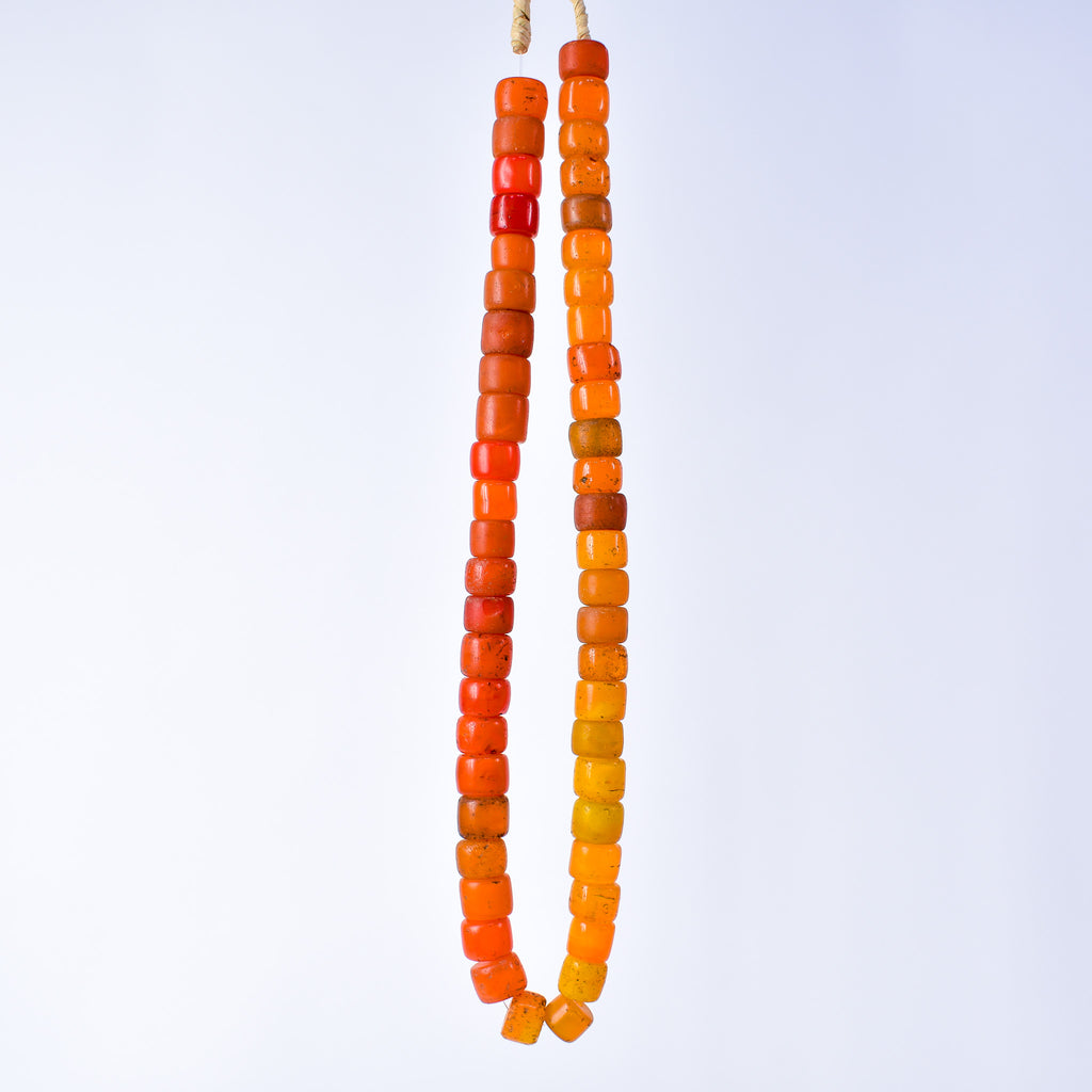Old Bohemian Glass Orange Trade Beads