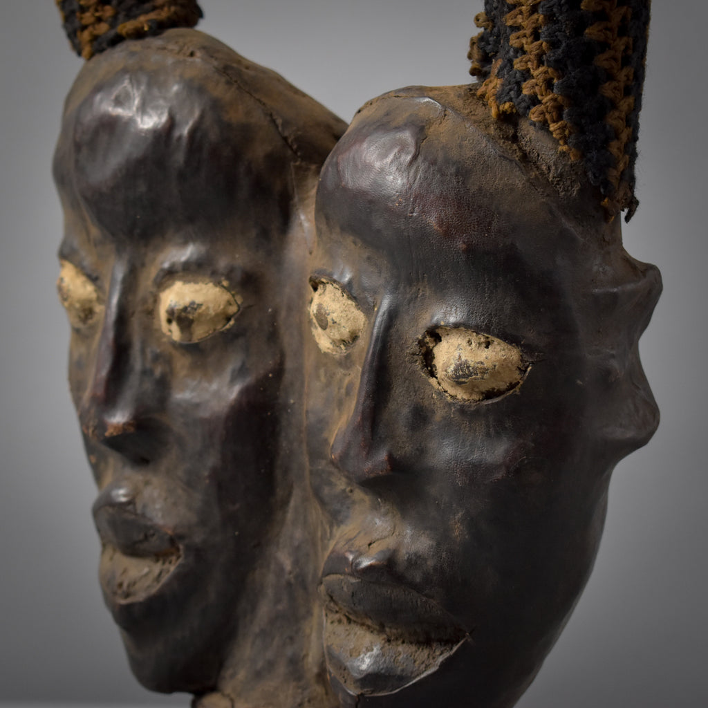 Ejagham Ekoi Double Faced leather Headdress Nigeria