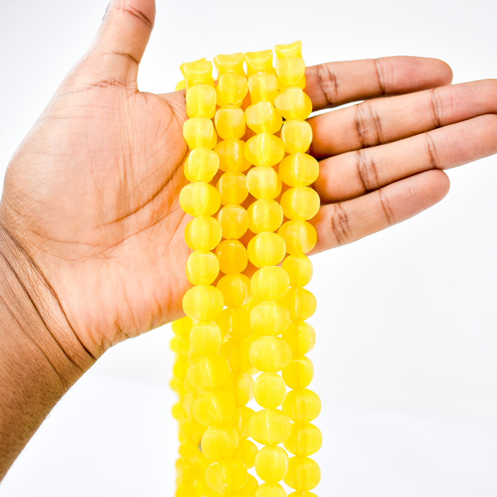 4 Strands Faceted Plastic Yellow Trade Beads 30 Inch