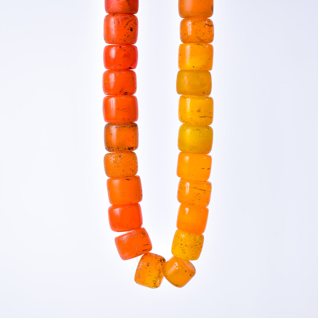 Old Bohemian Glass Orange Trade Beads