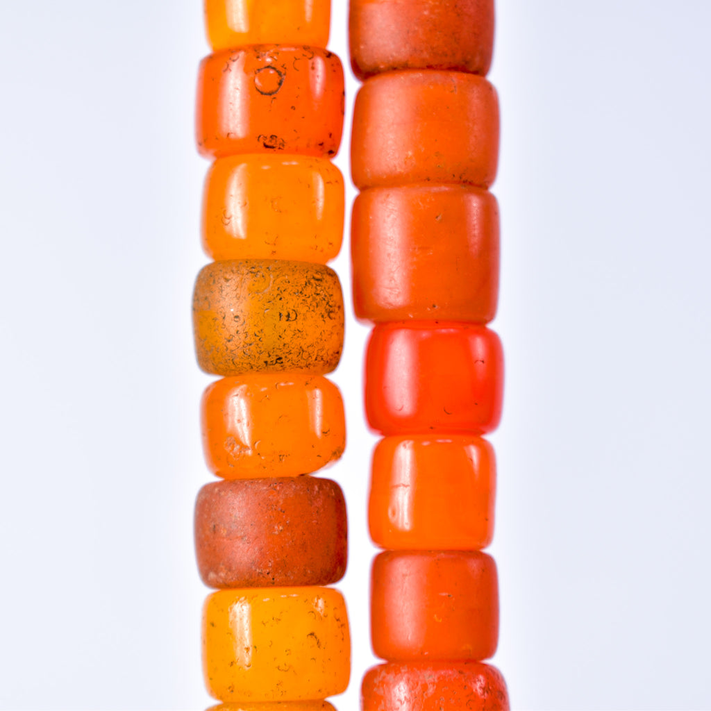 Old Bohemian Glass Orange Trade Beads