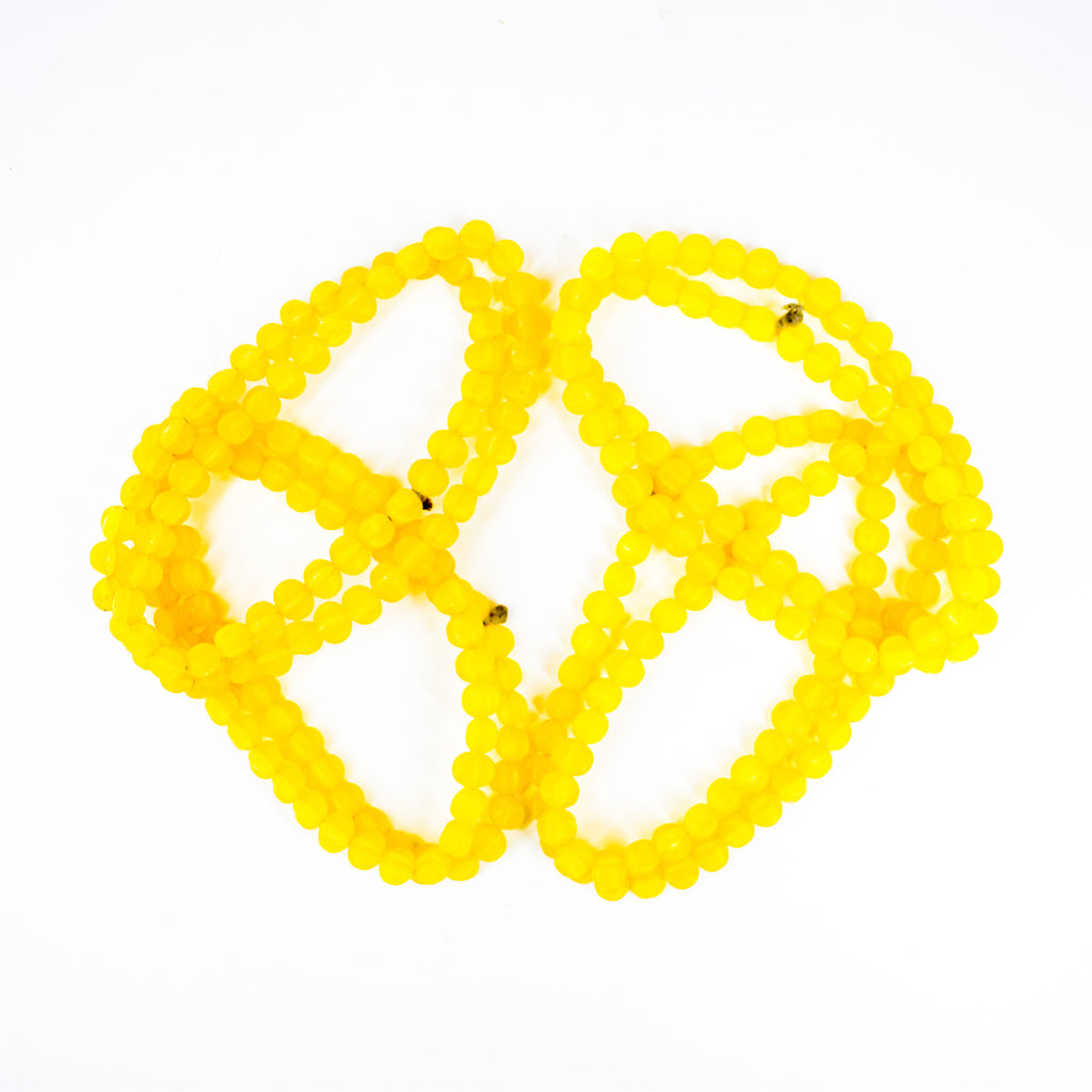 4 Strands Faceted Plastic Yellow Trade Beads 30 Inch