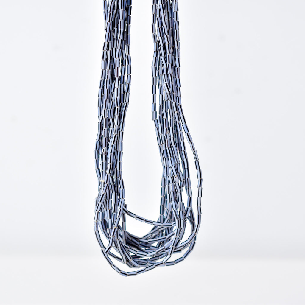 Baule Tamba Blue Black Cylinder Bead Necklace