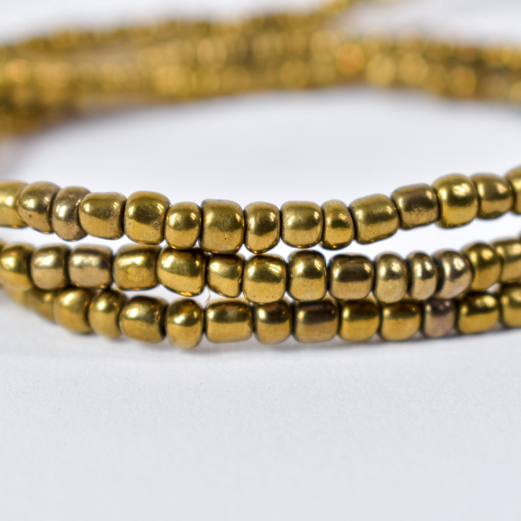 Seed Brass Color Glass Trade Beads