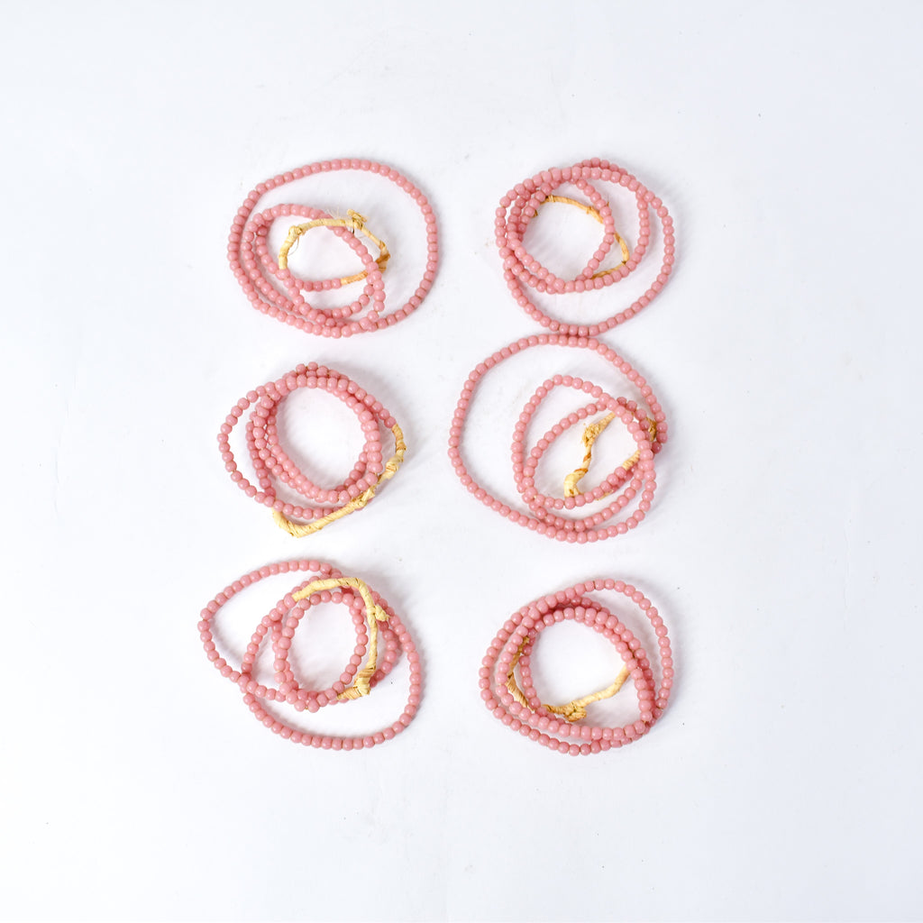 6 Strands Bohemian Pink Round Trade Beads
